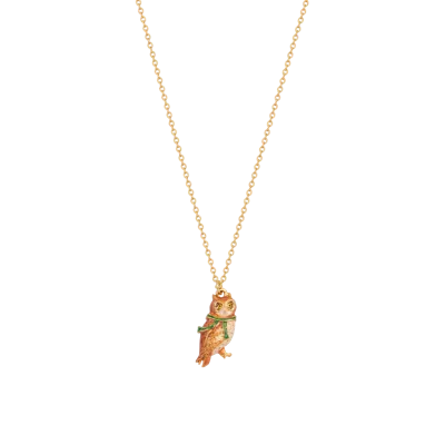 Fable England Cosy Owl Gold Chain Necklace In Gold