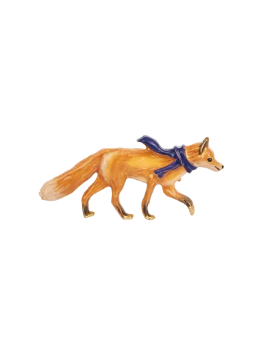 Fable England Cosy Fox Enamel Brooch In Brown