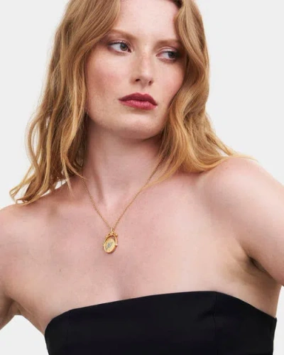 Fable England H Initial Hydrangea Gold Spinner Chain Necklace In Gold