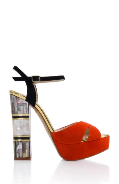 Freya Rose Suki Ankle Strap Pearl Heel Sandal In Multi