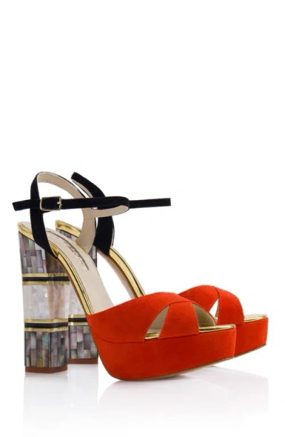 Freya Rose Suki Ankle Strap Pearl Heel Sandal In Multi