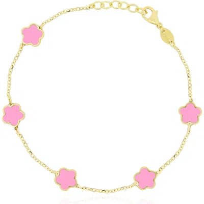 The Lovery Fine Jewelry Bubblegum Pink Flower Bracelet In Pink