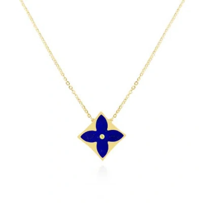 The Lovery Fine Jewelry Lapis Luxe Flower Necklace In Blue