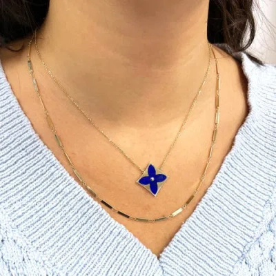 The Lovery Fine Jewelry Lapis Luxe Flower Necklace In Blue
