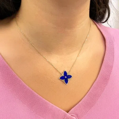 The Lovery Fine Jewelry Lapis Luxe Flower Necklace In Blue