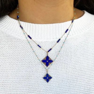 The Lovery Fine Jewelry Lapis Luxe Flower Charm In Blue