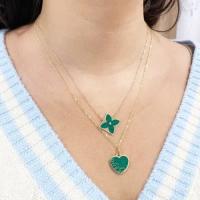 The Lovery Fine Jewelry Malachite Luxe Flower Necklace In Green