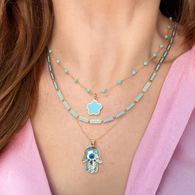 The Lovery Fine Jewelry Turquoise Flower Charm In Blue