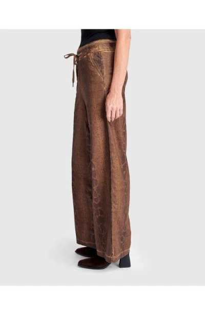 Alembika Python Wide Leg Stretch Jeans In Brown