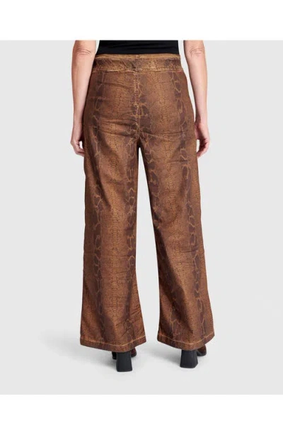 Alembika Python Wide Leg Stretch Jeans In Brown