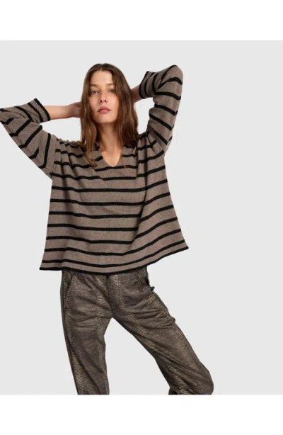 Alembika Surfside Collared Sweater In Brown