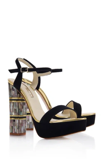 Freya Rose Jito Ankle Strap Pearl Heel Sandal In Black