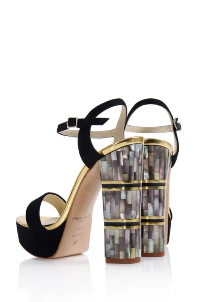 Freya Rose Jito Ankle Strap Pearl Heel Sandal In Black