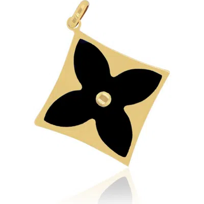The Lovery Fine Jewelry Onyx Luxe Flower Charm In Black