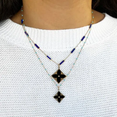 The Lovery Fine Jewelry Onyx Luxe Flower Charm In Black