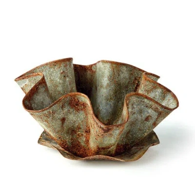 Napa Home & Garden Galvanized Handkerchief Pot With Saucer In Multi