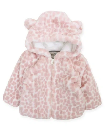 Widgeon Faux Fur Hooded Zip Front Snuggle Jacket In Pink