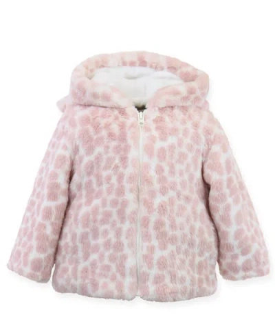 Widgeon Faux Fur Hooded Zip Front Snuggle Jacket In Pink