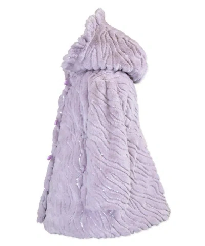 Widgeon Faux Fur Ruffle Hooded Bow Coat In Purple