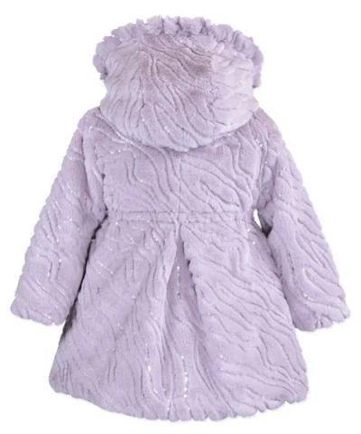 Widgeon Faux Fur Ruffle Hooded Bow Coat In Purple