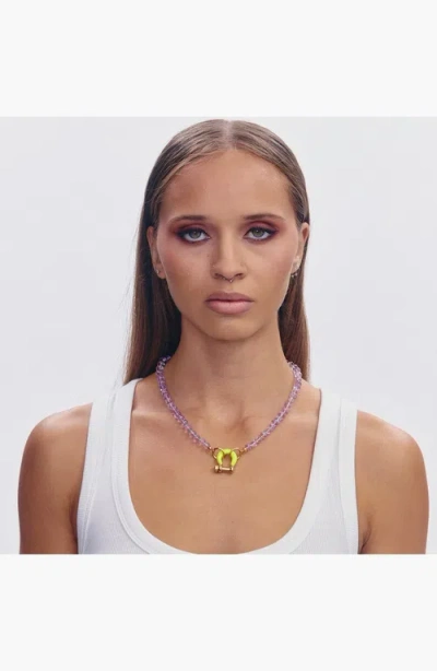 Shop Spicy Dan Benny Gender Inclusive Amethyst Necklace In Purple
