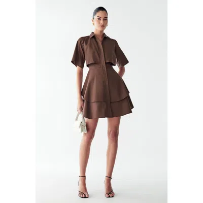 Willa Hugh Layered Dress In Brown
