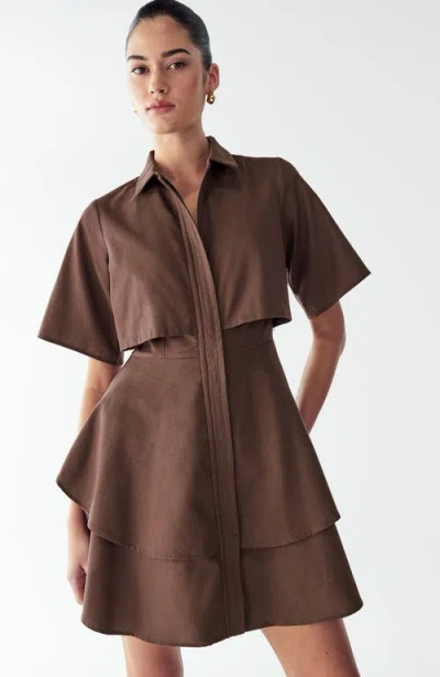 Willa Hugh Layered Dress In Brown
