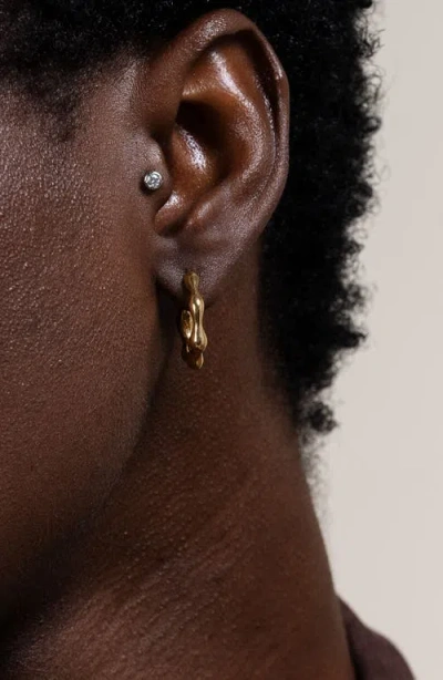 Dower & Hall Waterfall Hinged Huggie Hoops In Brown