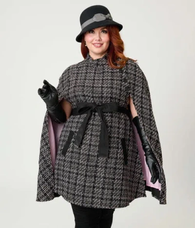 Smak Parlour Plus Size Savile Row Cape Coat In Gray
