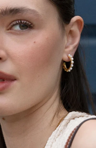 Dower & Hall Large White Timeless Pearl Hoops In Gold