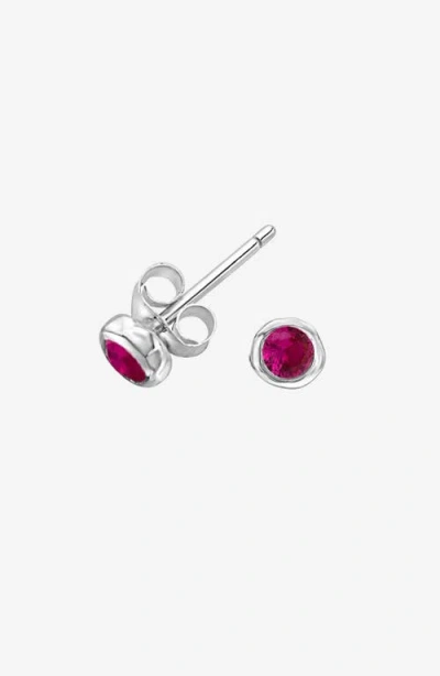 Dower & Hall 3mm Ruby Dewdrop Studs In Silver