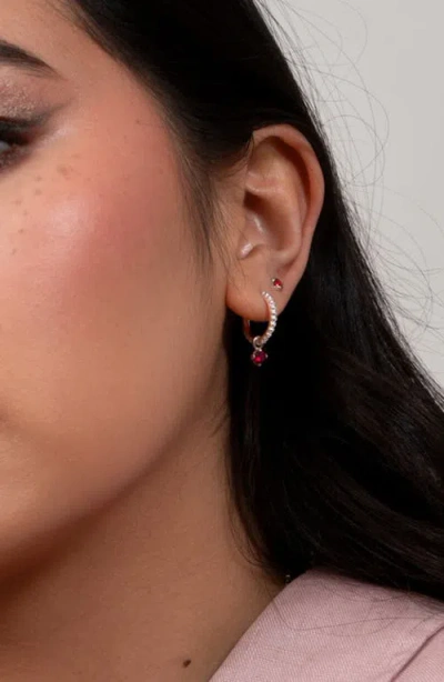 Dower & Hall 3mm Ruby Dewdrop Studs In Silver