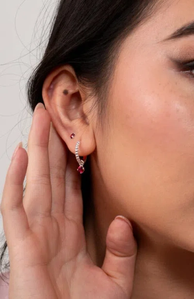 Dower & Hall 3mm Ruby Dewdrop Studs In Silver