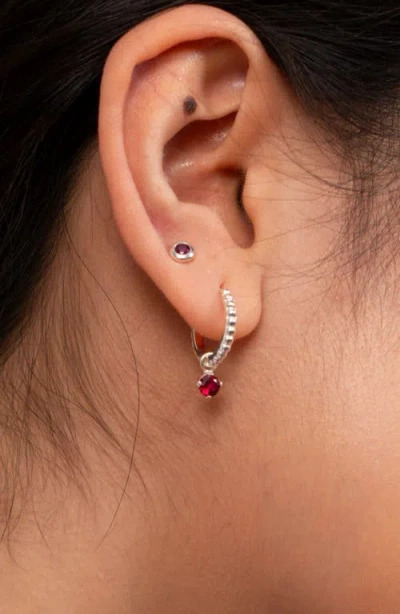 Dower & Hall 3mm Ruby Dewdrop Studs In Silver