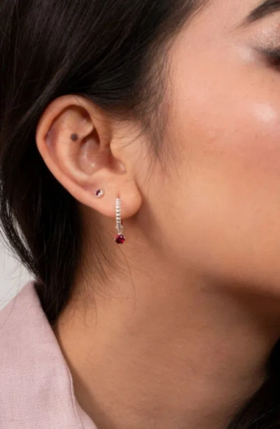 Dower & Hall 3mm Ruby Dewdrop Studs In Silver