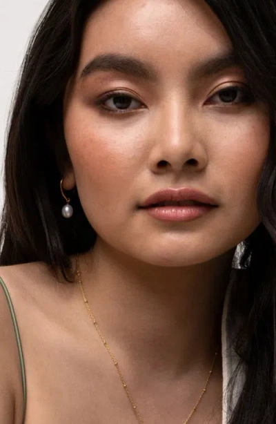 Dower & Hall 8mm Oval White Luna Pearl Drop Earrings In Gold