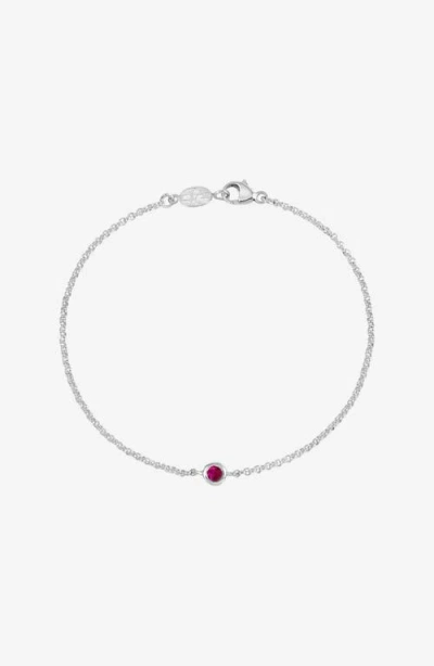 Dower & Hall Single Ruby Dewdrop Chain Bracelet In Metallic