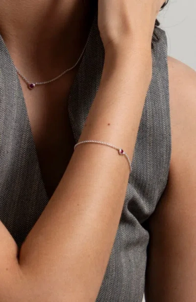 Dower & Hall Single Ruby Dewdrop Chain Bracelet In Metallic