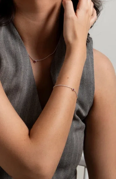 Dower & Hall Single Ruby Dewdrop Chain Bracelet In Metallic
