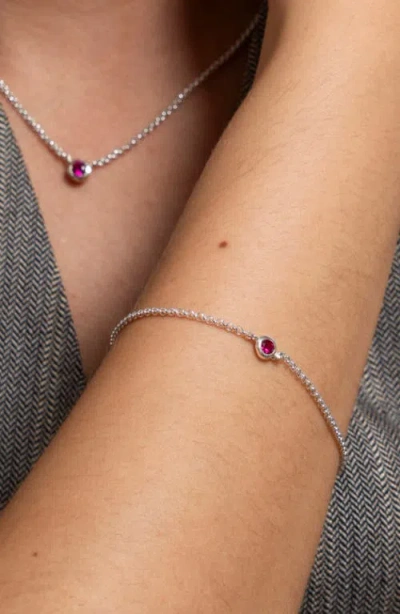 Dower & Hall Single Ruby Dewdrop Chain Bracelet In Metallic