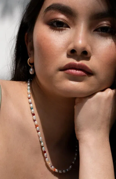 Dower & Hall Timeless Oval Pearl Charm Hoops In Gold