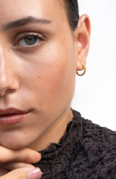 Dower & Hall Twist Huggie Hoops In Brown