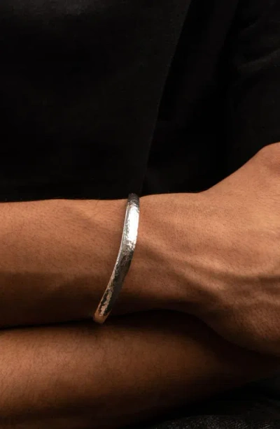 Dower & Hall Hammered Curved Bangle In Metallic