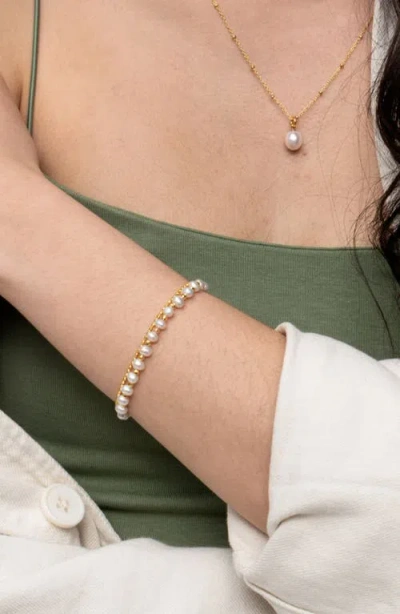 Dower & Hall White Freshwater Timeless Pearl Bracelet In Gold