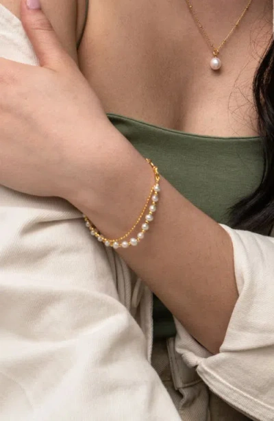 Dower & Hall White Freshwater Timeless Pearl Bracelet In Gold