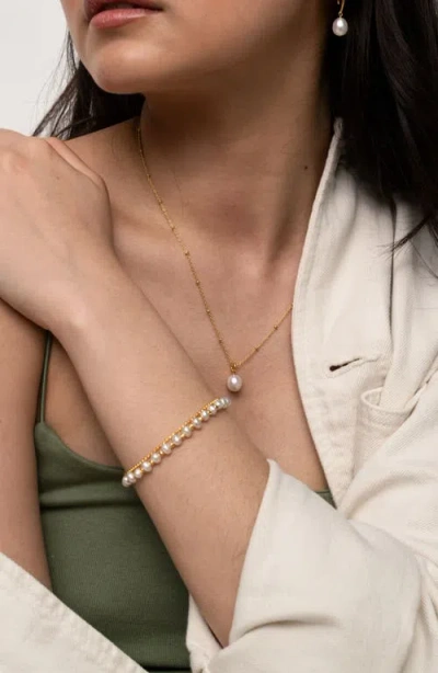 Dower & Hall White Freshwater Timeless Pearl Bracelet In Gold