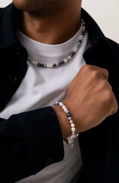 Dower & Hall Silver Mens Mixed Freshwater Pearl Bracelet