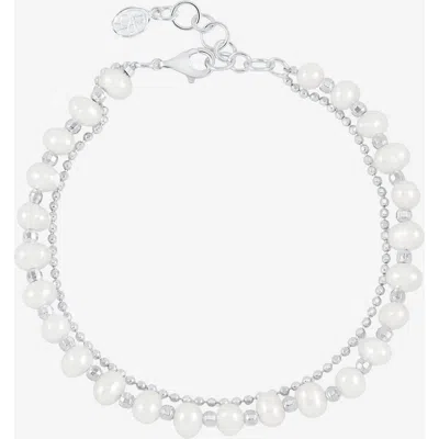 Dower & Hall White Freshwater Timeless Pearl Bracelet In Silver