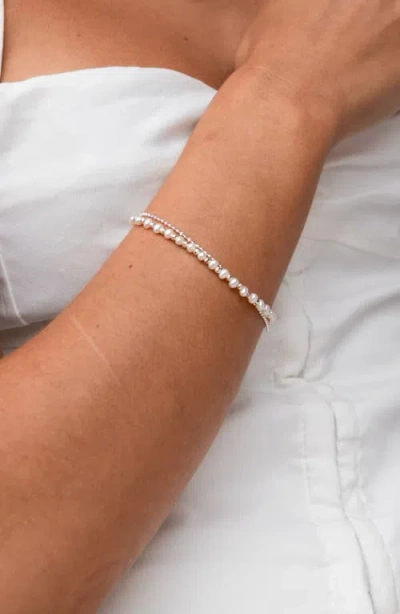 Dower & Hall White Freshwater Timeless Pearl Bracelet In Silver