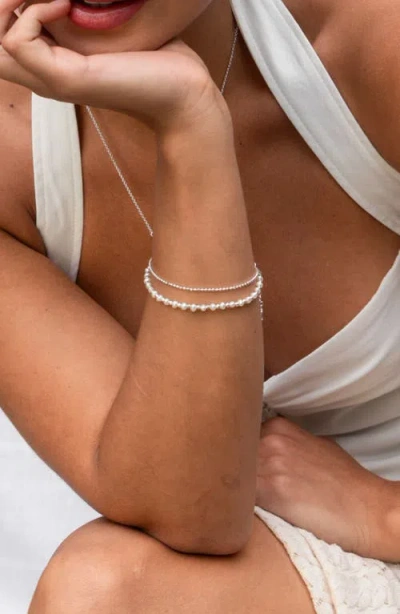 Dower & Hall White Freshwater Timeless Pearl Bracelet In Silver
